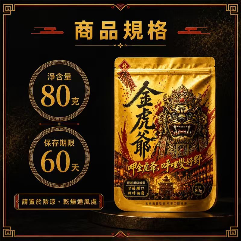 金虎爺檳榔 【金虎爺檳榔】大陸檳榔乾果 30顆獨立包裝隨身方便 台灣市場調味